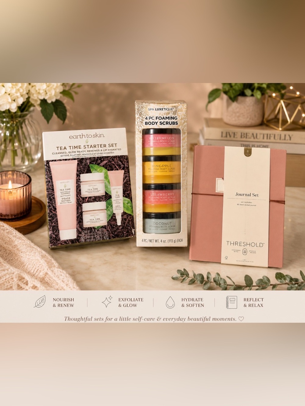 Threshold Pink Journal Set with Coordinating Spa Scrubs